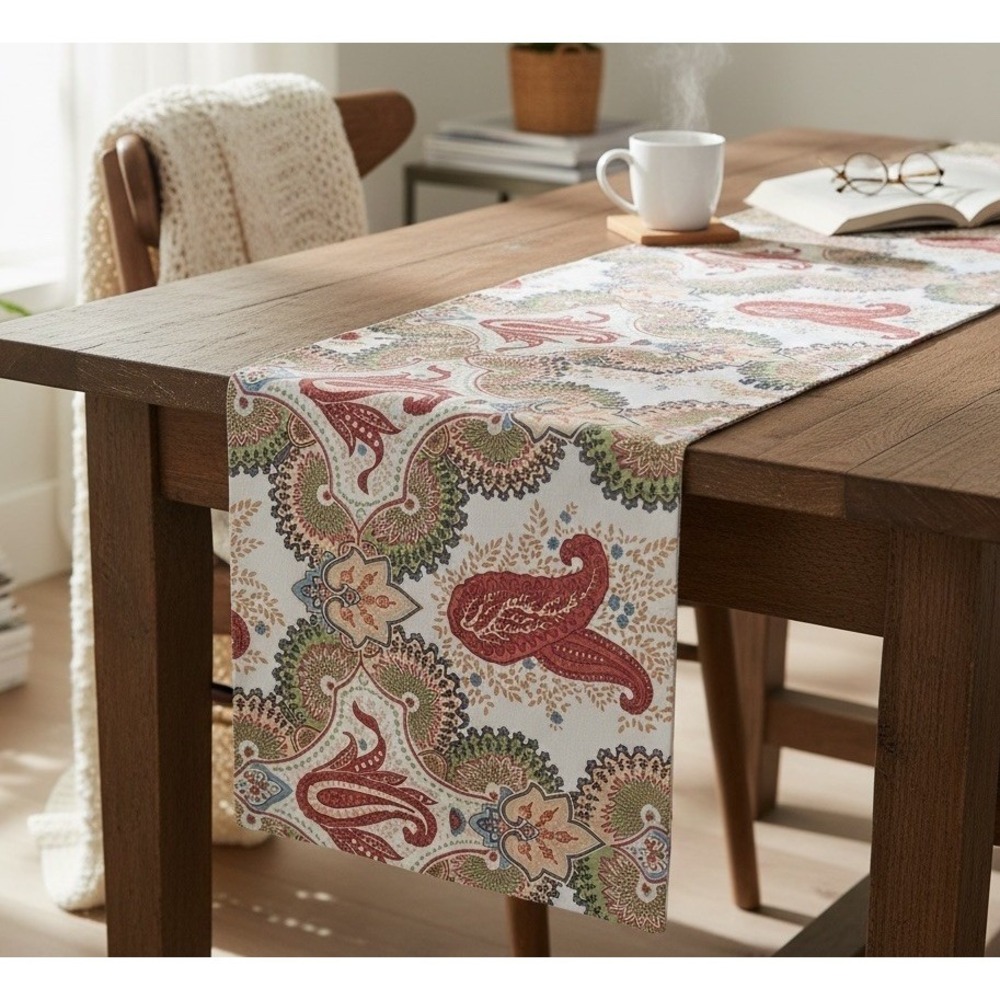 Pottery Barn Paisley Table Runner 18 x 108 inch Extra Long‎ Multicolor Cotton